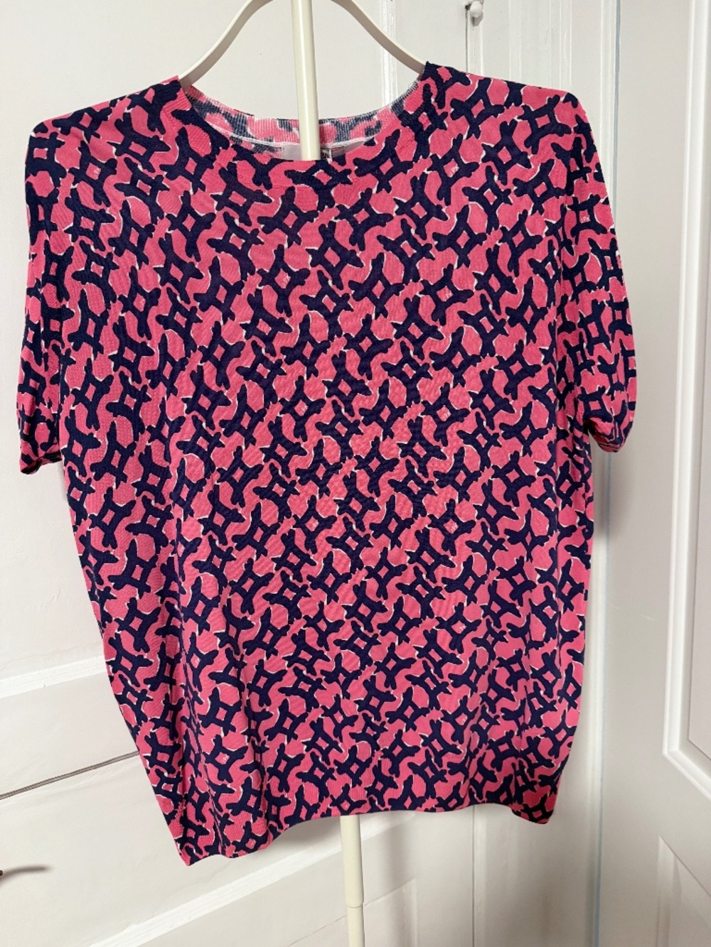 Jean Pierre Klifa Navy & Pink crewneck short sleeve top NWT